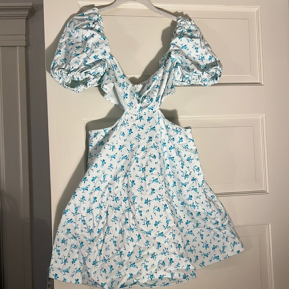 Zara floral cut out dress